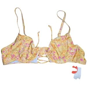 NWT 3XL Cider Orange Floral Adjustable Bikini Top Swimwear Dainty Ditsy Top Only